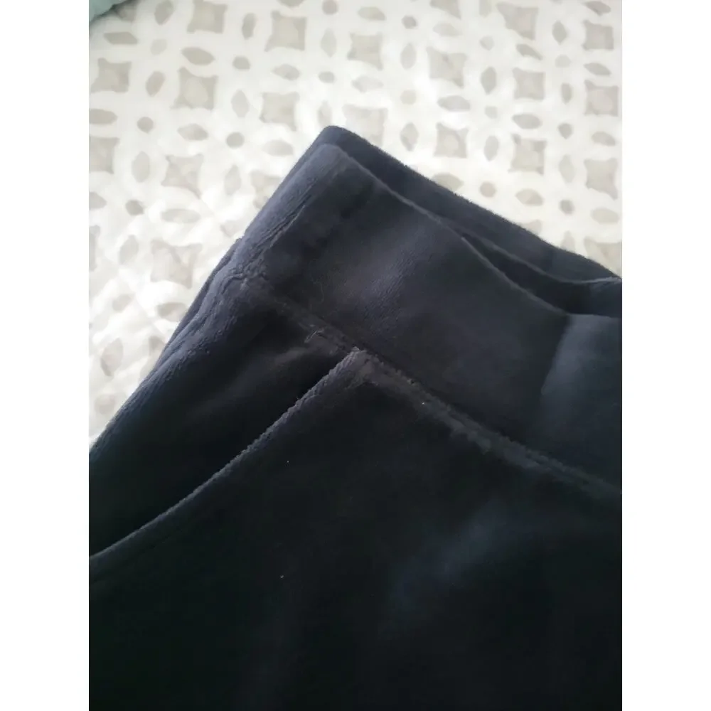 Denim & Co Size Petite 1X Black Active Velour Straight Leg Pants A712026 NWOT